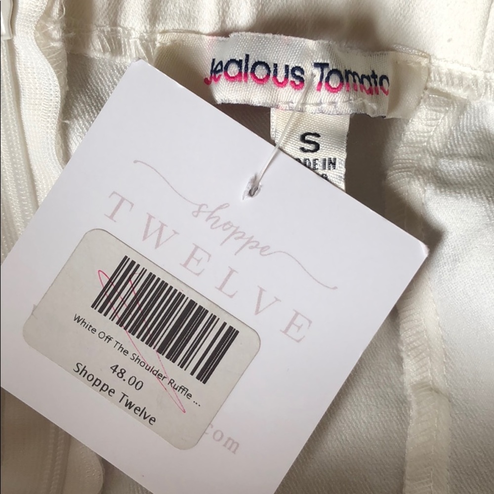 Jealous Tomato White Off the Shoulder Ruffle Dress - Picture 7 of 8